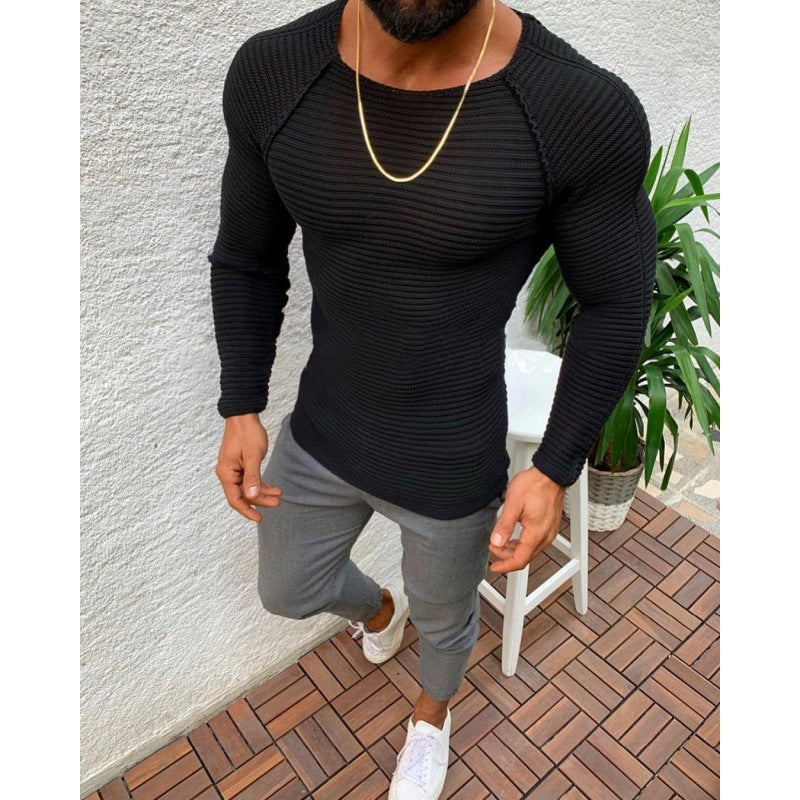 Men's Crew Neck Pullover Sweater Knitwear Solid Color Casual