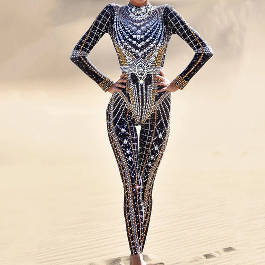 Women's Fashion Casual Simple Rhinestone Jumpsuit