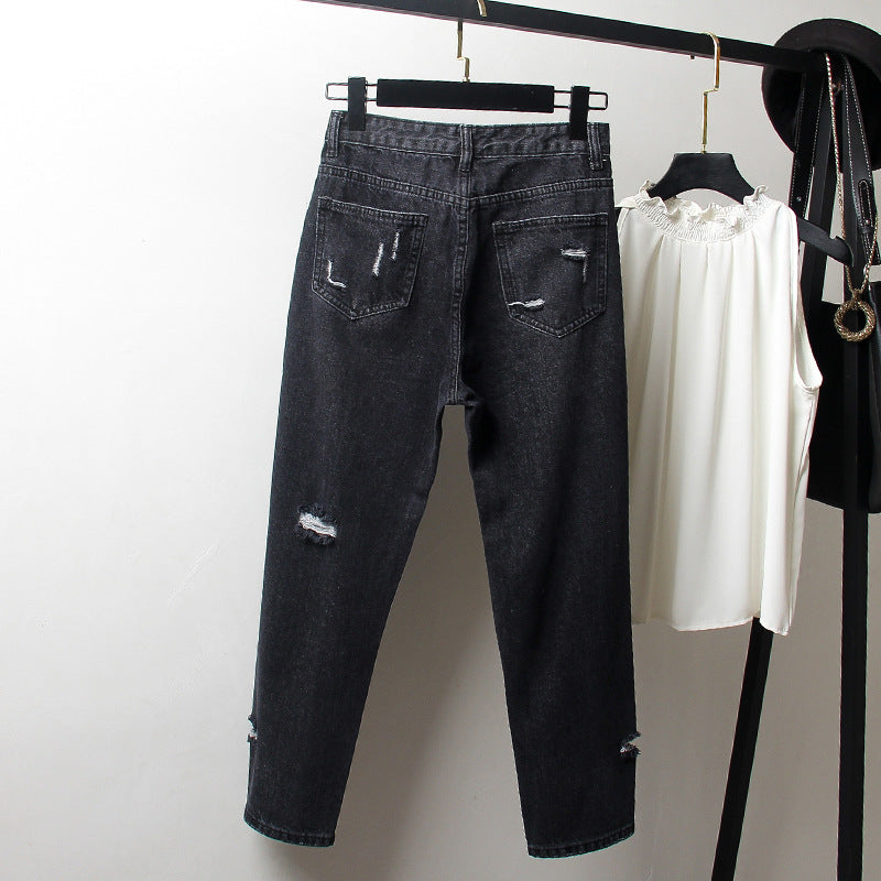 Ripped denim harem pants