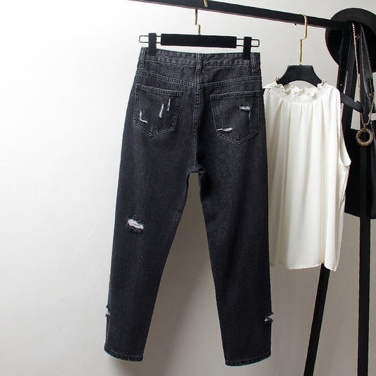 Ripped denim harem pants