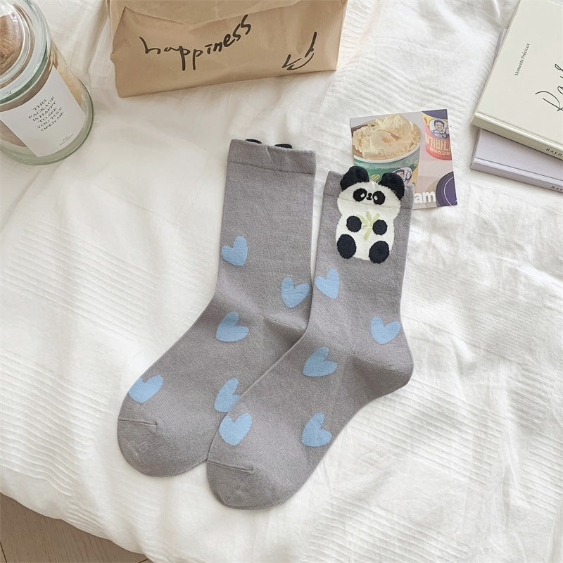 Polka-dot Color-blocked Boneless Cotton Socks