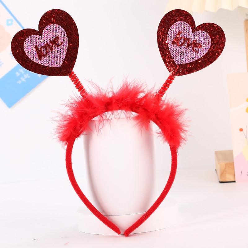 Red Heart Headband Accessories Three-dimensional