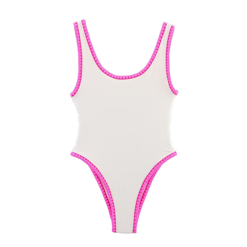 Season Simple Sexy Contrast Color Slim Fit One-piece Swimsuit