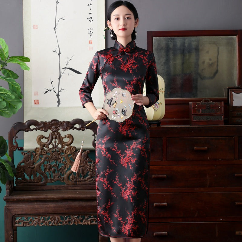 Retro Long Cap Sleeve Performance Dress For Summer