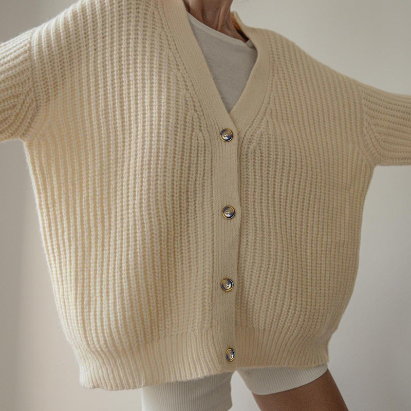 Comfortable Casual V-Neck Loose Sweater Solid Color