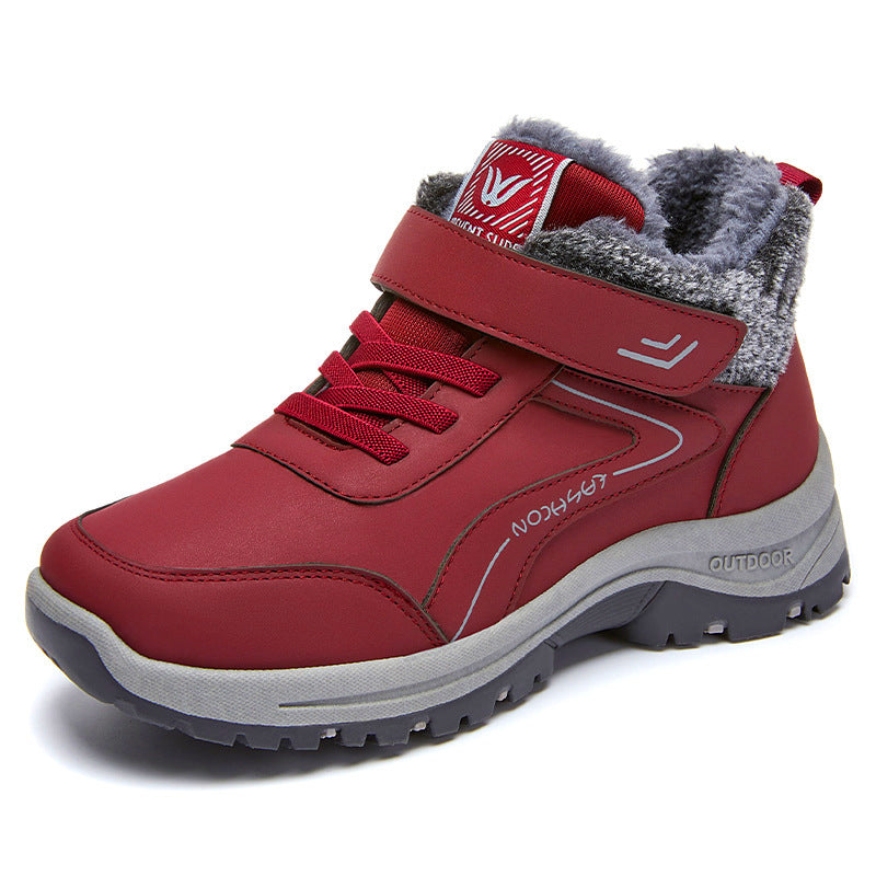Winter New Fleece-lined Thickened Women's Short Leather Boots