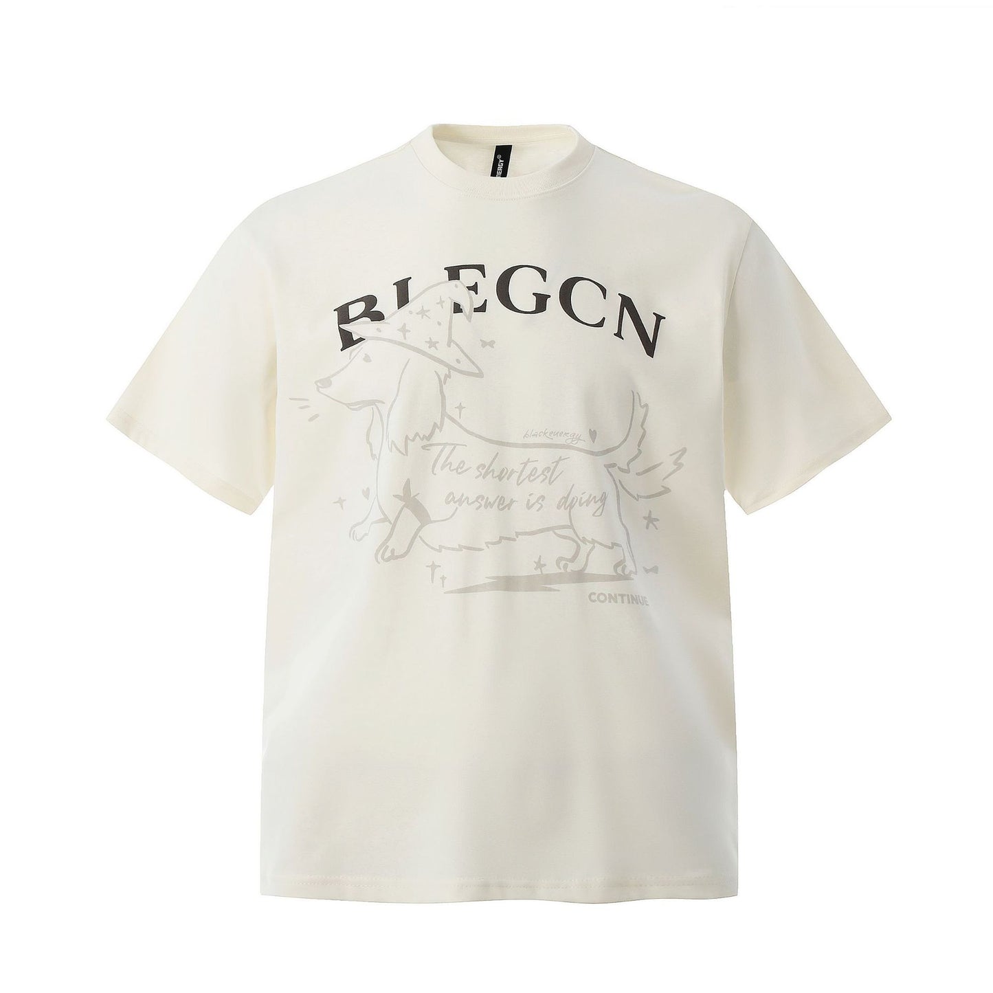 High Street Amerikansk Tegnefilm Dyrebogstav Trykt Rund Hals Kortærmet T-shirt