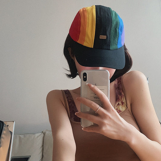 Korean Ins Rainbow Color-blocking Peaked Cap Sun-proof Quick-drying