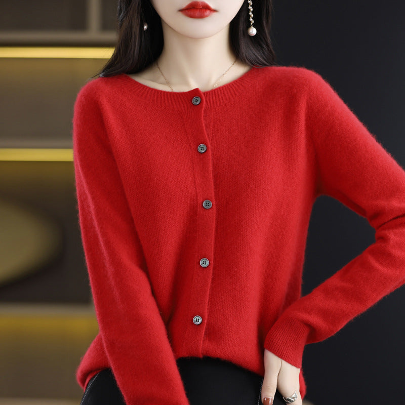 Cardigan Plus Size Coat Loose Round Neck Sweater