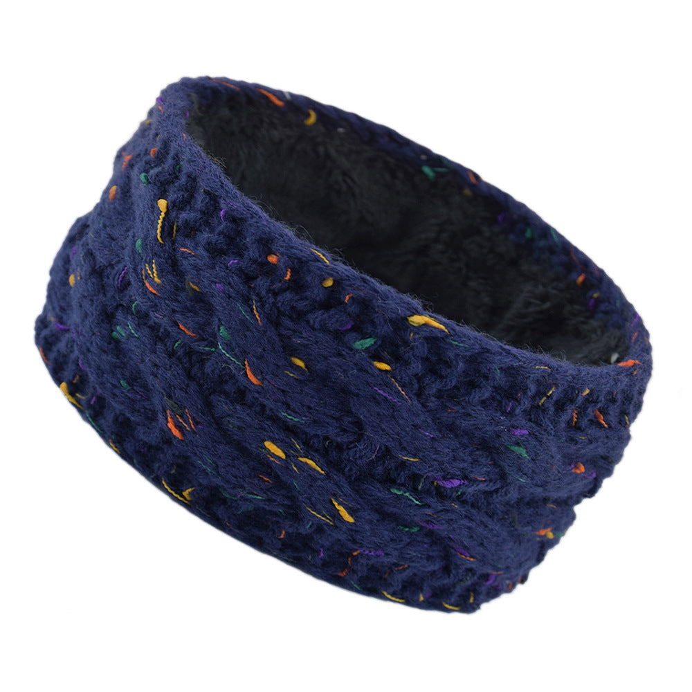 European And American Plus Velvet Knitted Hair Band Wool Color Dot Yarn Headband Variegated Warm Hair Accessories