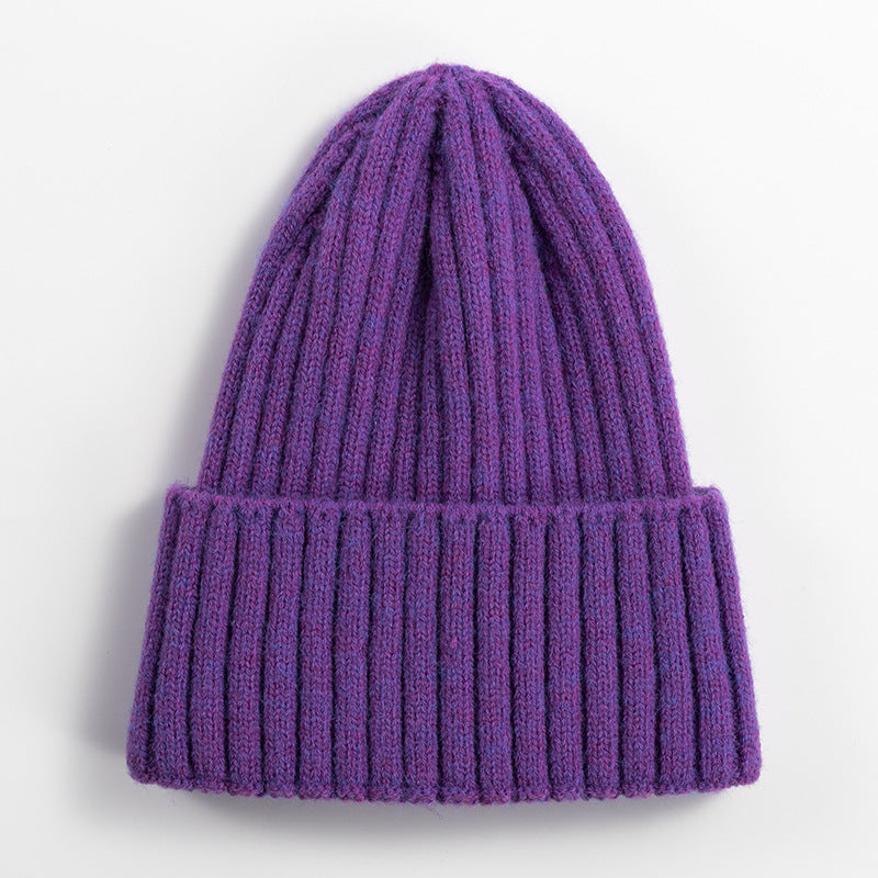 Knitted Hat Women's Korean-style Versatile Solid Color Woolen Hat Women's Outdoor Thickened Warm Beanie Hat