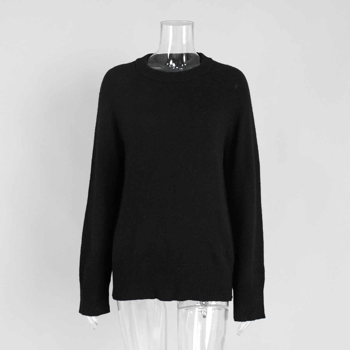 Crew Neck Pullover Sweater Women's Loose Knitted Sweater