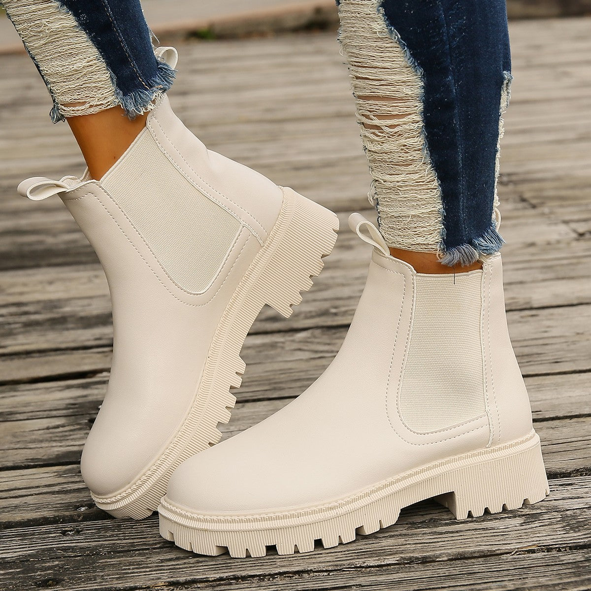 Womens Chunky Heel Martin Bootsankle Boots