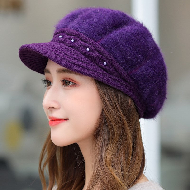 Winter Women's Fashion Velvet Padded Thermal Knitting Beret