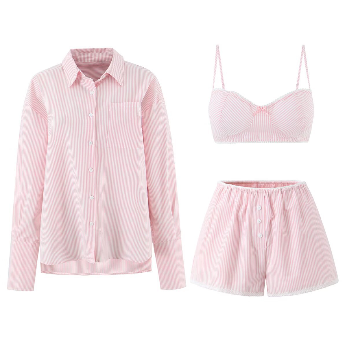 Solid Color Vest Shorts Pants Three Piece Set For Women