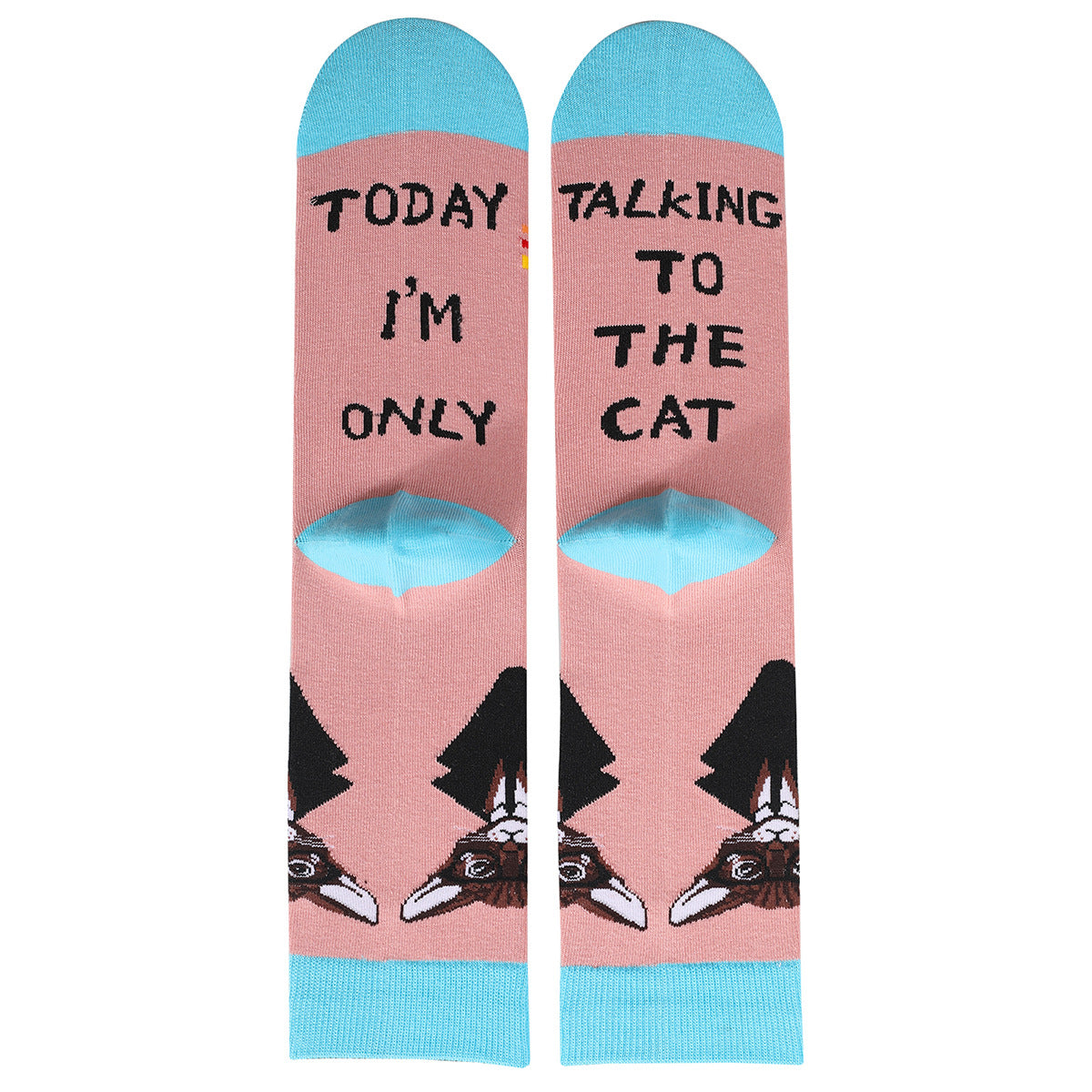 Cat, Dog  Animal Letters Men's Cotton Medium Tube Socks