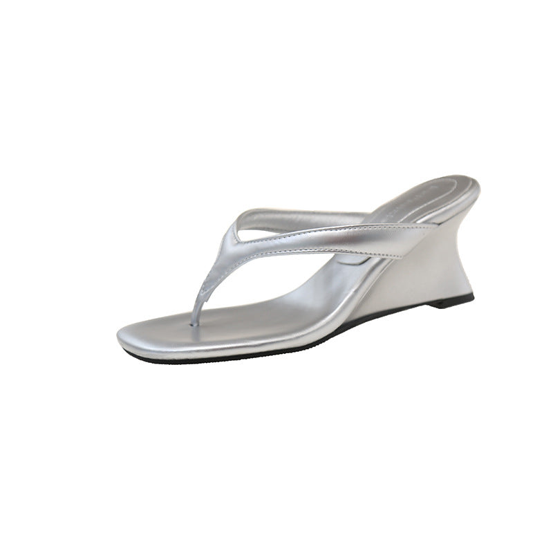 French Style Flip-Flops Fairy Shoes Summer Outdoor Wear Simple Flip-flops High Heel Sandals