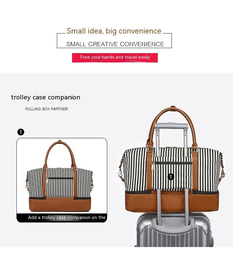 Women's Hand-carrying Travel Bag Striped Canvas