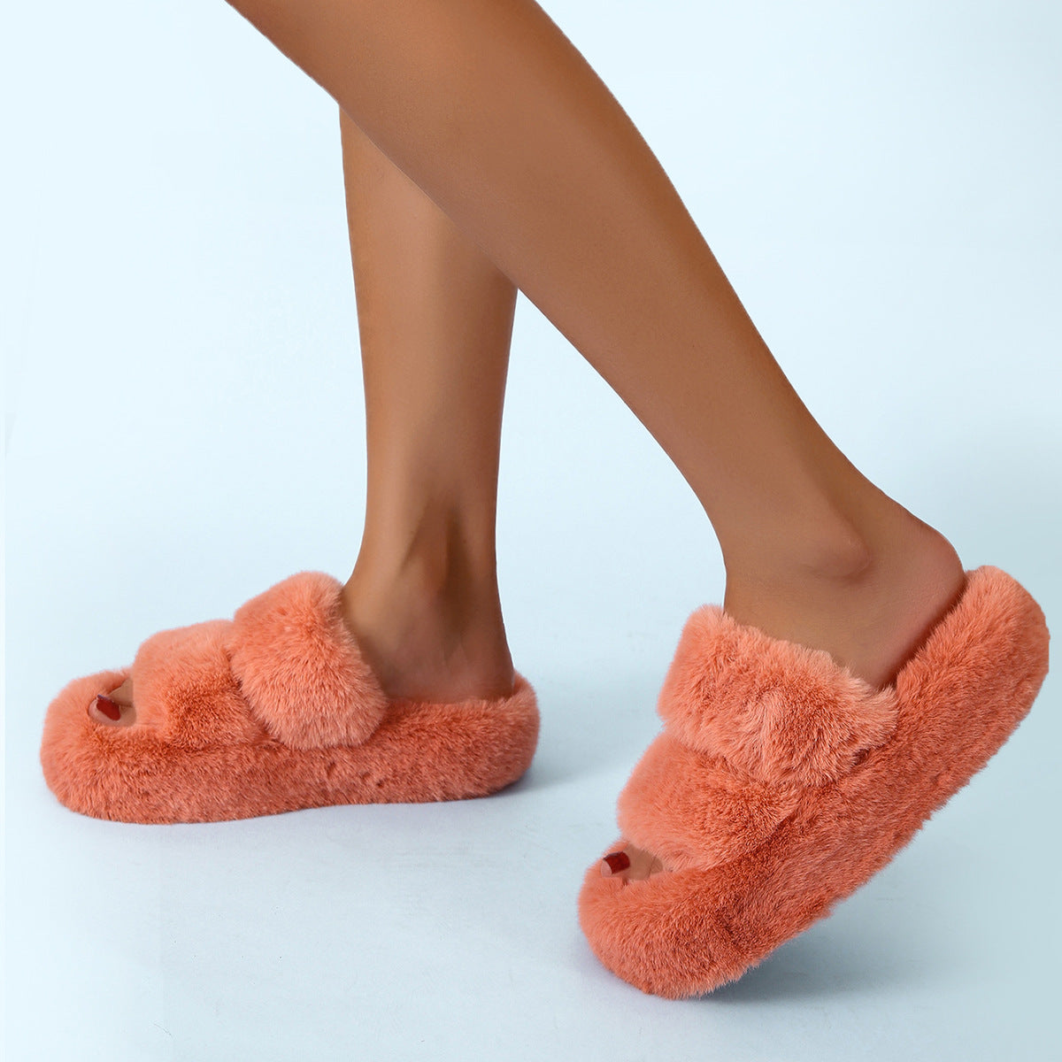 Fluffy Women's Thick-soled Home Slippers