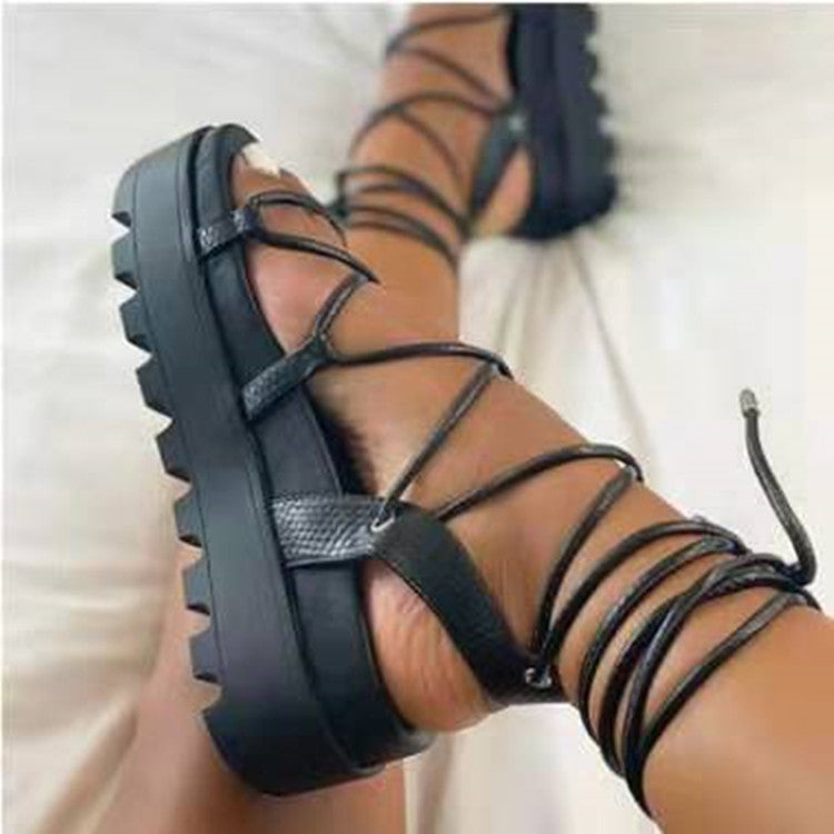 Large Size Sponge Cake Sole Strapped Roman Sandals