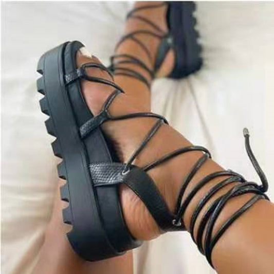 Large Size Sponge Cake Sole Strapped Roman Sandals