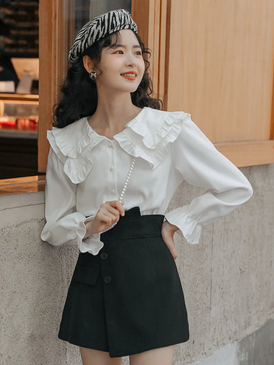 Women's Irregular Design Black Casual Shorts