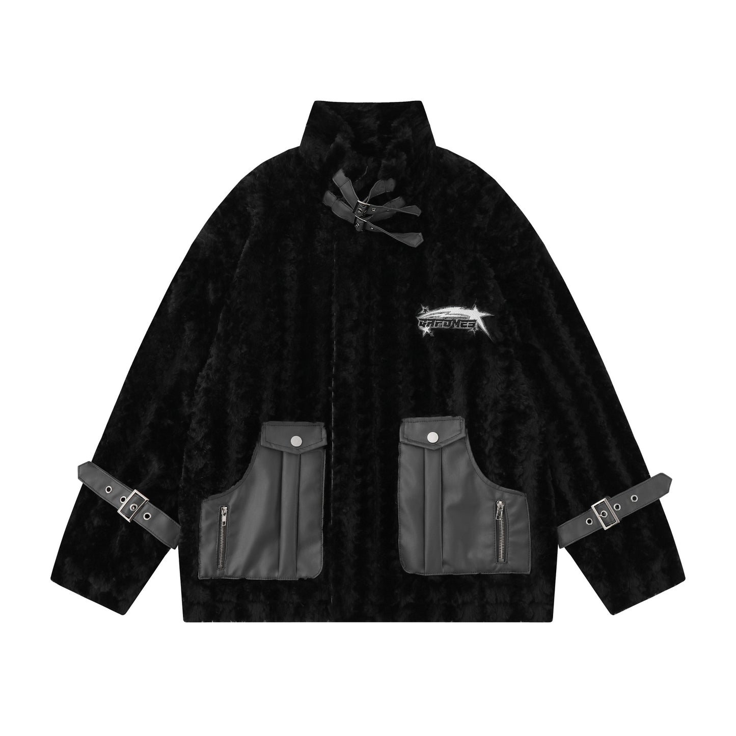 Thickened Motorcycle Lamb Wool Coat For Men