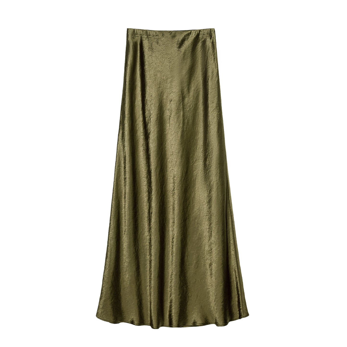 Women's Satin Midi Skirt High Waist Elastic Waistband Hand-tied Tie-dye Pattern