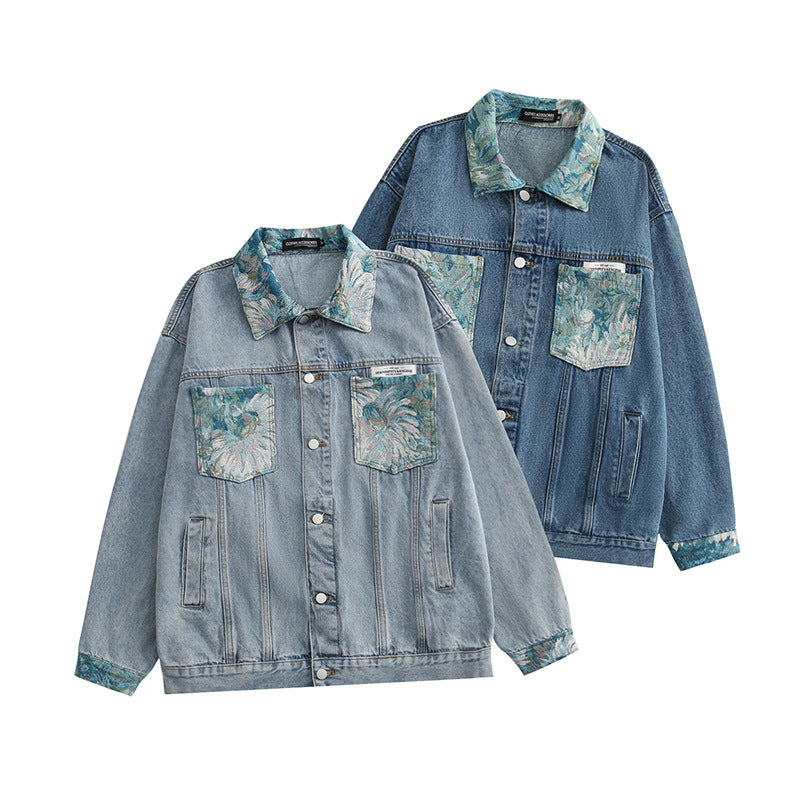 Veste ample en jean imprimée pour couple