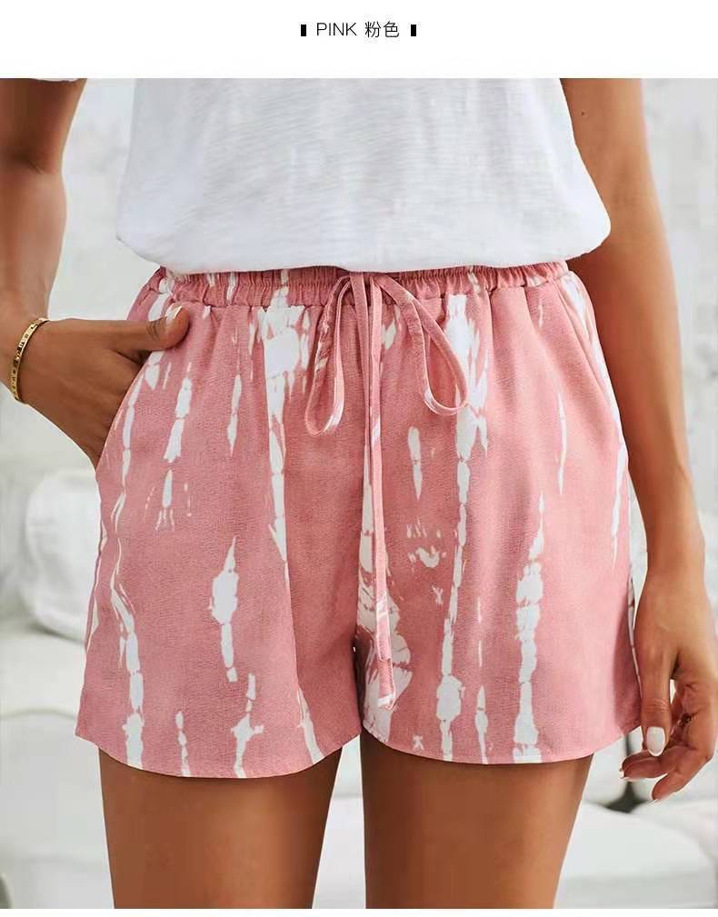 Summer European And American Tie-dye Striped Wide-leg Shorts