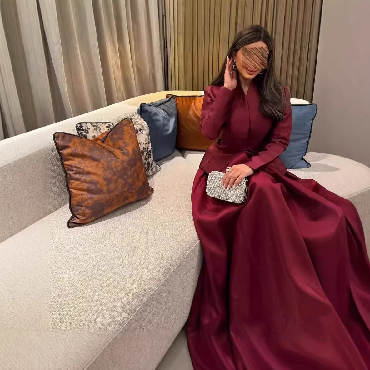 Elegant Saudi Arabian Formal Suit And Long Dress Set