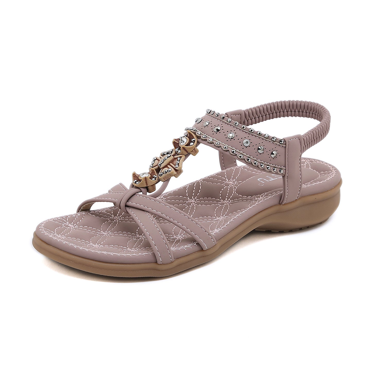 Bohemian Rhinestone Comfortable Round Toe Flat Shoes