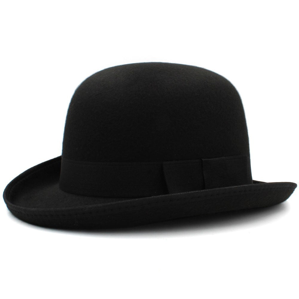 Versatile Round-crown Wool Felt Hat For Men With A Classic British Flair