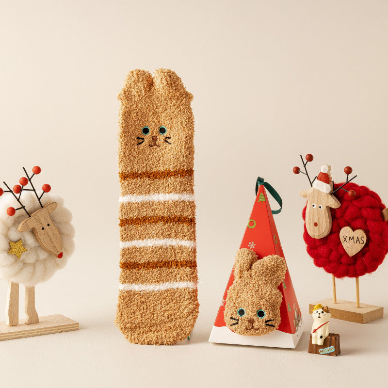 Three-dimensional Cartoon Soft Home Floor Socks In The Tube