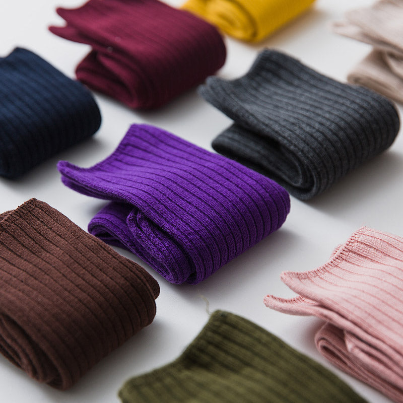 Vintage Forest Vertical Cotton College Style Socks