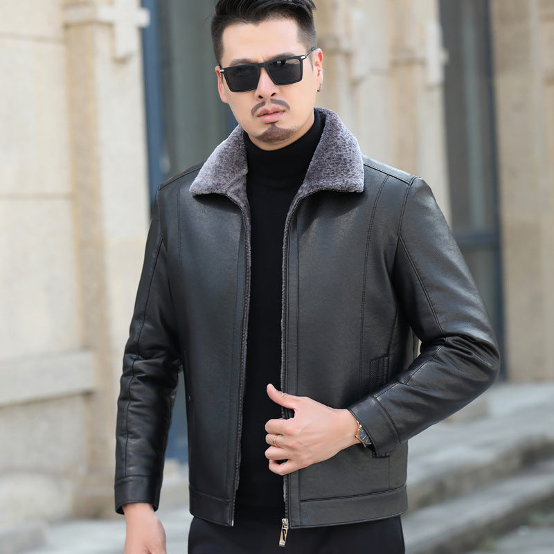 Men's Casual Loose Thick Leather Jacket