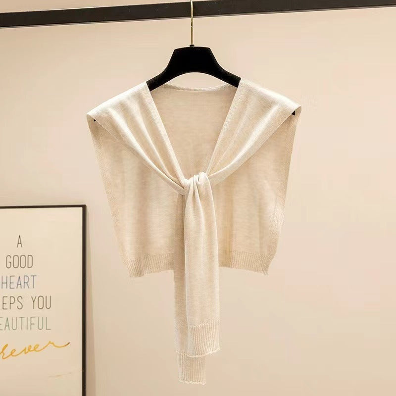 Knitted Striped Shawl Outer Match High-end