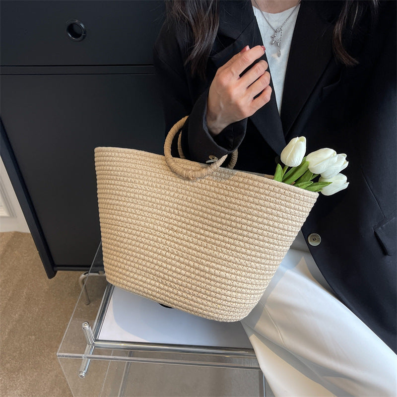 Large Capacity Cotton Rope Woven Beach Holiday Tote