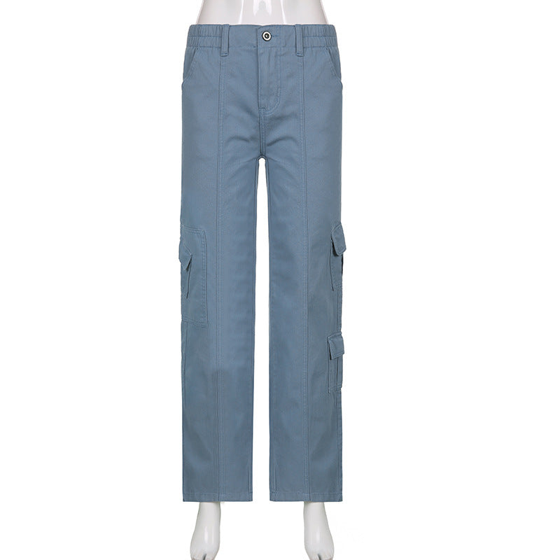 New Women's Low Waist Multi Pocket Casual Cargo Pants