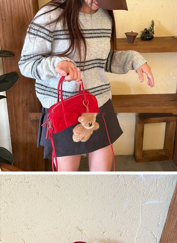 Ruskind og lammeskind Mini Square Bag