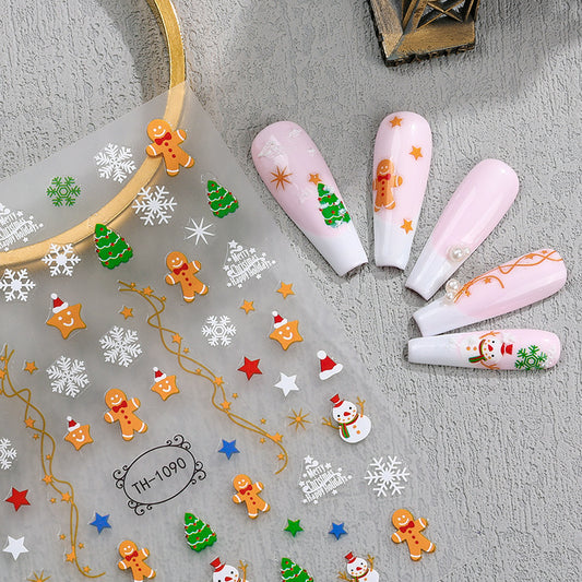 Jul Manicure Snefnug Snemand Juletræ Negleklistermærke