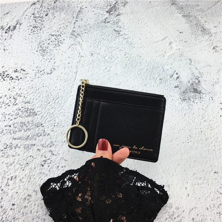 Small And Ultra-thin Document Bag Retro Zipper Simple Card Holder