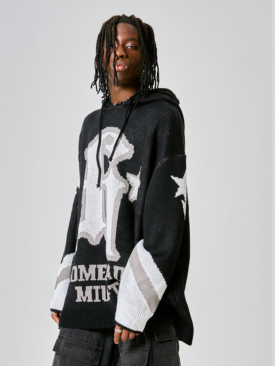 SweaterRetro Sweater Men's High Street Letters Embroidered