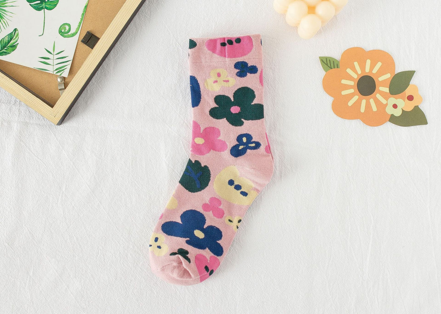 Summer Small Flower Socks Japanese Color Matching Cotton Socks Tube