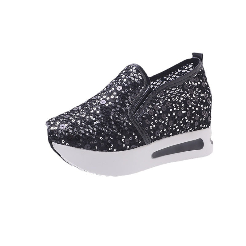 Casual Slip-on High-heeled Loafers Platform-soled Women's Shoes