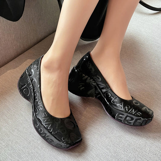 Square Toe Platform Shoes Women All Match Shallow Mouth