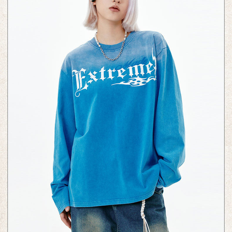 Street Cotton Washed And Worn Monkey Wash Printed Top