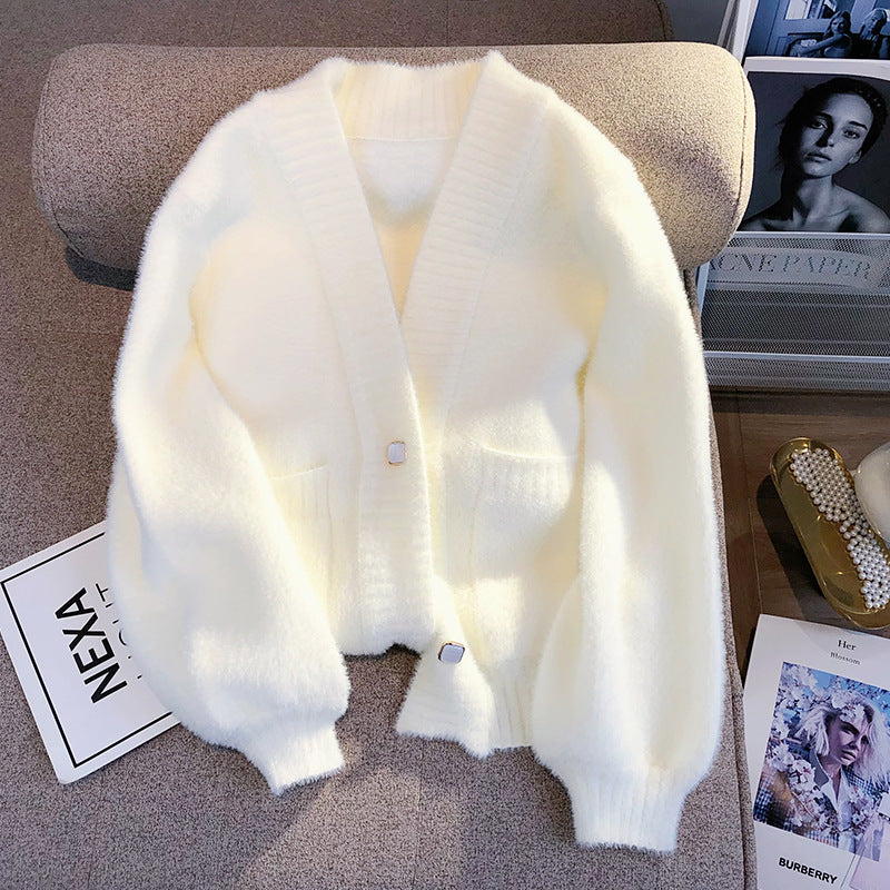 Spring And Autumn Furry Knitted Sweater