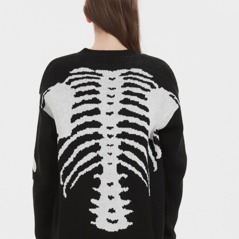 Women's Skull Halloween Knitted Sweater Coat