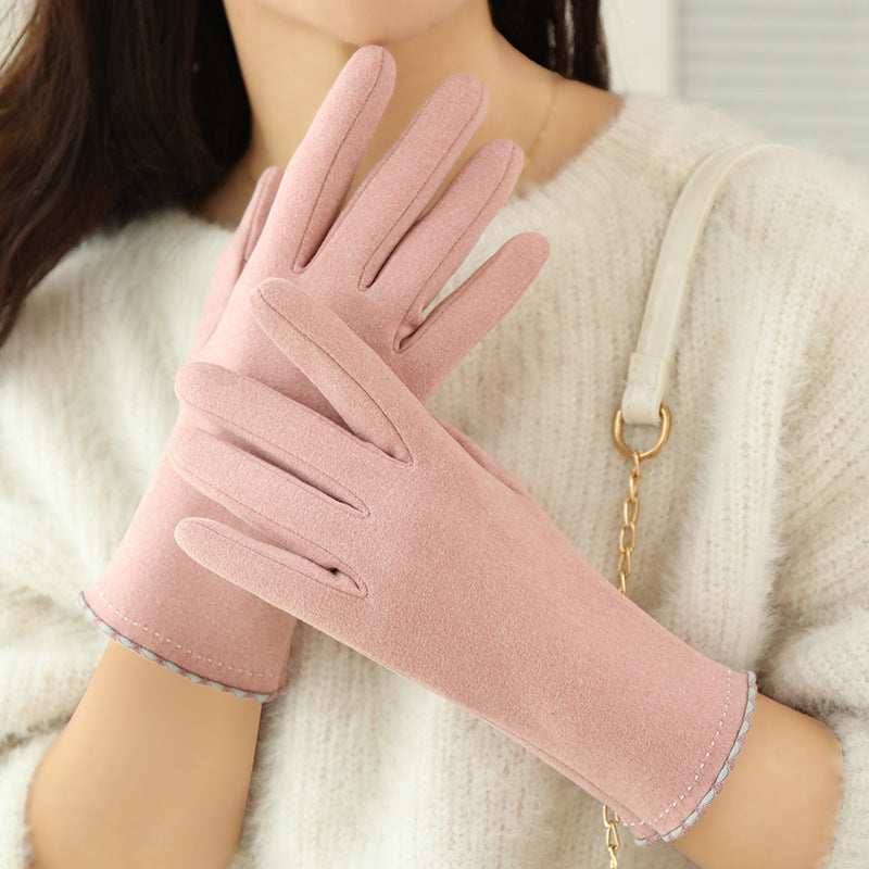 Women's Fleece Gloves Warm And Cold Protection Cute Touch Screen